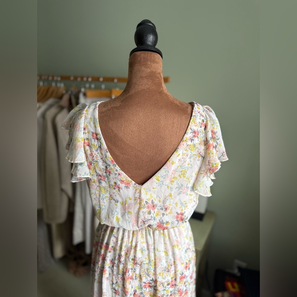 Charlotte Russe Pink High Low Sundress V-Neck Cap Sleeve - Picture 6 of 14